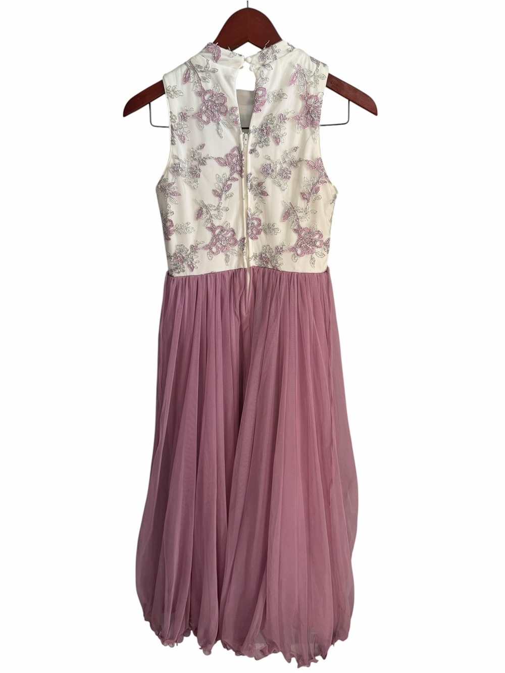 Speechless Mauve Tulle & Ivory Floral Girls' Dress - Picture 2 of 10